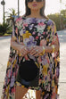 Boat Neck Floral Print High Low Hem Maxi Dress