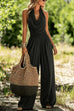 Karleedress Halter Cowl Neck Sleeveless Top Elastic Waist Wide Leg Pants Set