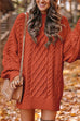 Karleedress Long Sleeves Cable Knit Mini Sweater Dress