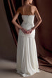 Strapless Patchwork Pleated Flare Maxi Dress