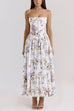 Karleedress Spaghetti Strap Floral Print Bustier A-line Maxi Dress