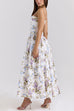 Karleedress Spaghetti Strap Floral Print Bustier A-line Maxi Dress