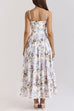 Karleedress Spaghetti Strap Floral Print Bustier A-line Maxi Dress
