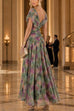 Karleedress V Neck Short Sleeves Floral Print Maxi Dress
