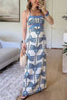 Karleedress Tie Shoulder Cut Out Waist Printed Maxi Dress