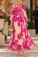 Karleedress V-Neck Long Sleeve Floral Print Maxi Dress