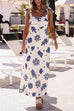 Bow Shoulder Sleeveless Seashell Print Maxi Dress