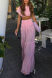 Ruched Crop Top and Elastic Waist Ruffle Tiered Maxi Skirt Set