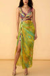 V Neck Sleeveless Printed High Slit Maxi Dress