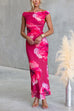 Off the Shoulder Floral Print Bodycon Maxi Dress