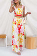 Floral Print Sleeveless Crop Top and Wide Leg Pants Set
