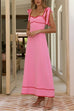 Bow Shoulder Sleeveless High Waist Maxi Dress
