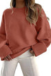 Karleedress Crewneck Drop Shoulder Solid Knitted Pullover Sweater