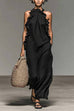Karleedress Sleeveless Linen Blend Ruffle Pocketed Maxi Dress