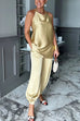 Sleeveless Open Back Top and Balloon Pants Satin Set