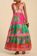 Karleedress Bow Shoulder V Neck Sleeveless Printed Maxi Vacation Dress