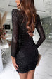 Karleedress Mesh V Neck Ruched Sequin Bodycon Mini Party Dress
