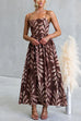 Spaghetti Strap High Waist Printed Swing Maxi Dress