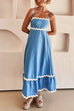 Karleedress Spaghetti Strap Ric Rac Trim Swing Maxi Dress