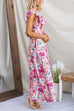 Ruffle Trim Bow Back Cut Out Floral Print Swing Maxi Dress