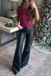 High Waist Faux Leather Pocketed Bell Bottom Pants