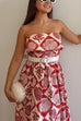 Strapless Tube Marine Life Print Maxi Dress