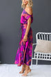 One Shoulder Slit Tie Dye Maxi Dress