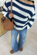 Karleedress Drop Shoulder Striped Casual Pullover Sweater