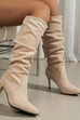 Karleedress Faux Suede Pointed Toe Stiletto Heel High Boots