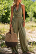Karleedress Halter Cowl Neck Sleeveless Top Elastic Waist Wide Leg Pants Set