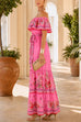 Karleedress Off Shoulder Floral Print Ruffle Tiered Maxi Dress