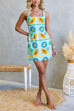 Square Neck Sleeveless Tropic Print Mini Dress