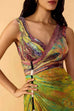 V Neck Sleeveless Printed High Slit Maxi Dress