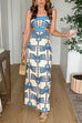Karleedress Tie Shoulder Cut Out Waist Printed Maxi Dress