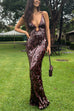 Karleedress V Neck Cut Out Sequin Bodycon Maxi Cami Party Dress