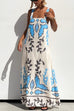 Karleedress Square Neck Tie Knot Backless Printed Maxi Cami Dress