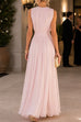 Karleedress Crewneck Sleeveless Zipper Back Waisted Maxi Dress