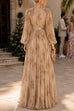 Karleedress V Neck Puff Long Sleeves Floral Print Maxi Dress