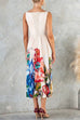 Square Neck Sleeveless Floral Print Midi Dress