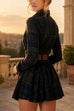 Karleedress Lapel Long Sleeves Button Up Plaid Mini Dress