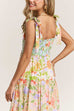 Karleedress V Neck Bow Shoulder Tiered Floral Print Maxi Dress