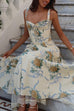 Karleedress Lace Trim Drawstring Floral Print Midi Cami Dress