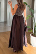 Karleedress Crewneck Sleeveless Glitter Sequin Splice Maxi Dress