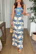 Karleedress Tie Shoulder Cut Out Waist Printed Maxi Dress