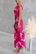 Off the Shoulder Floral Print Bodycon Maxi Dress