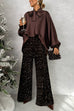 High Rise Glitter Sequin Wide Leg Pants