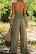 Karleedress Halter Cowl Neck Sleeveless Top Elastic Waist Wide Leg Pants Set