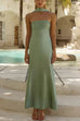 Karleedress Strapless Tube Satin Maxi Dress