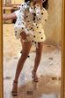 Karleedress Polka Dot Balloon Long Sleeves Shirt and Tie Waist Wrap Mini Skirt Set