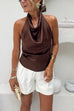 Karleedress Chic Halter Cowl Neck Sleeveless Satin Top